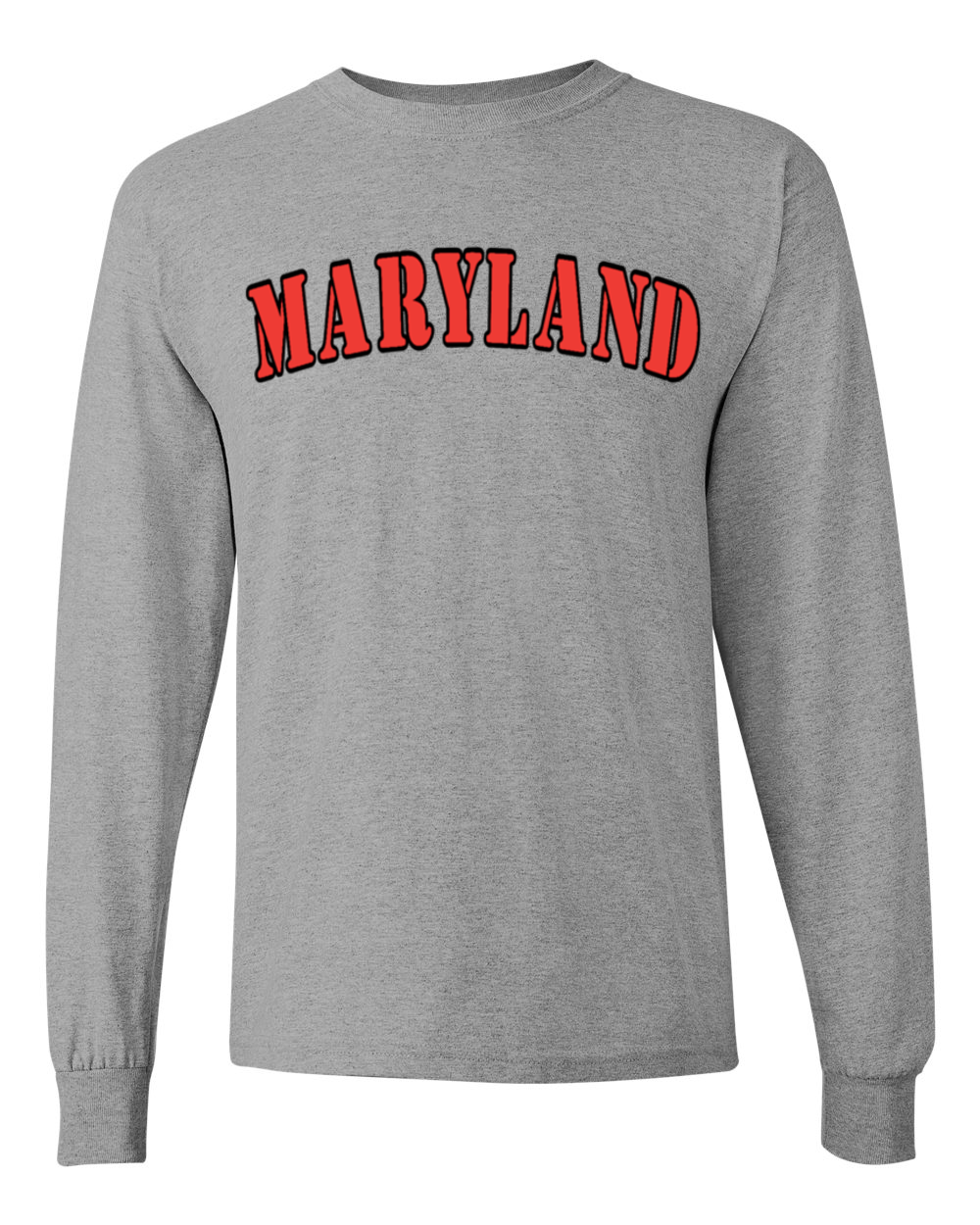 Maryland Plain Text Long Sleeve Shirt (Grey)