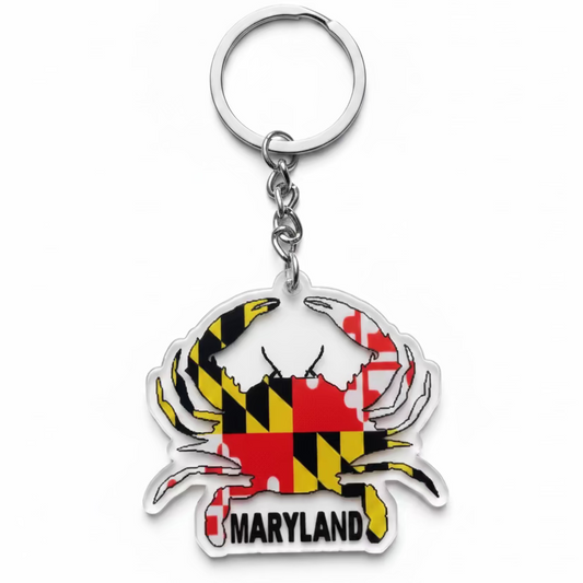 Plastic Maryland Flag Crab Keychain