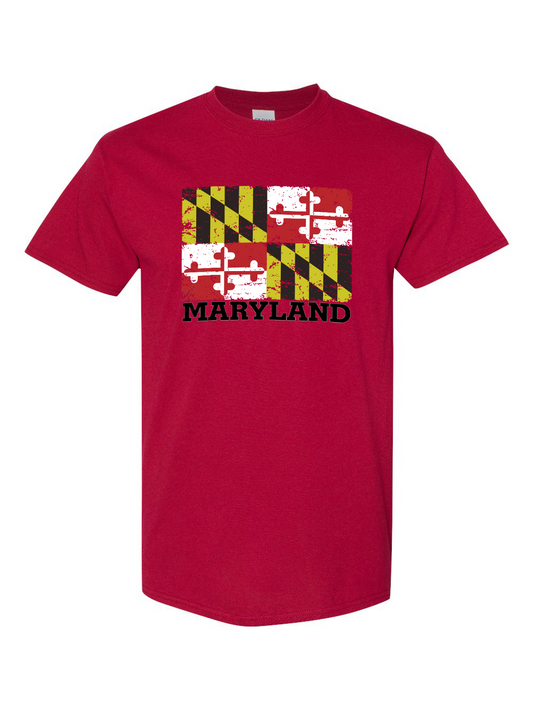 Rugged Maryland Flag T-Shirt (Red)