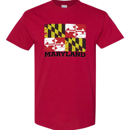 Rugged Maryland Flag T-Shirt (Red)