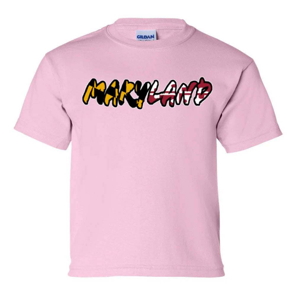 Youth Maryland Brushstroke T-Shirt (Pink)