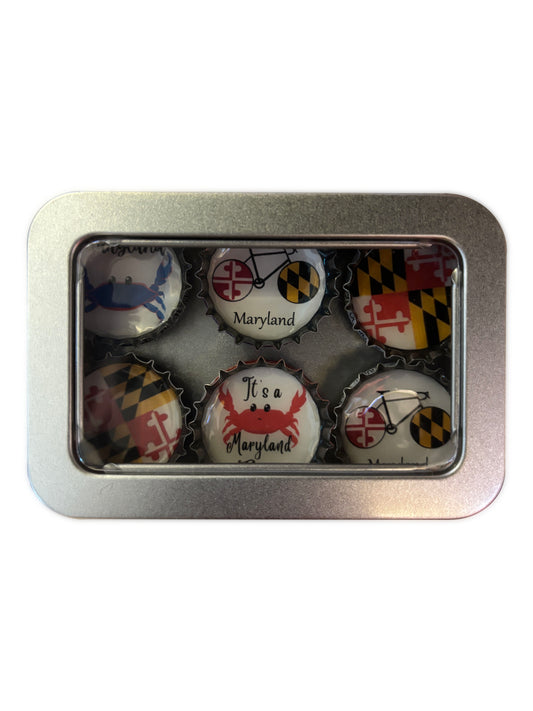 Maryland Bottle Cap Magnets (6-Pack)