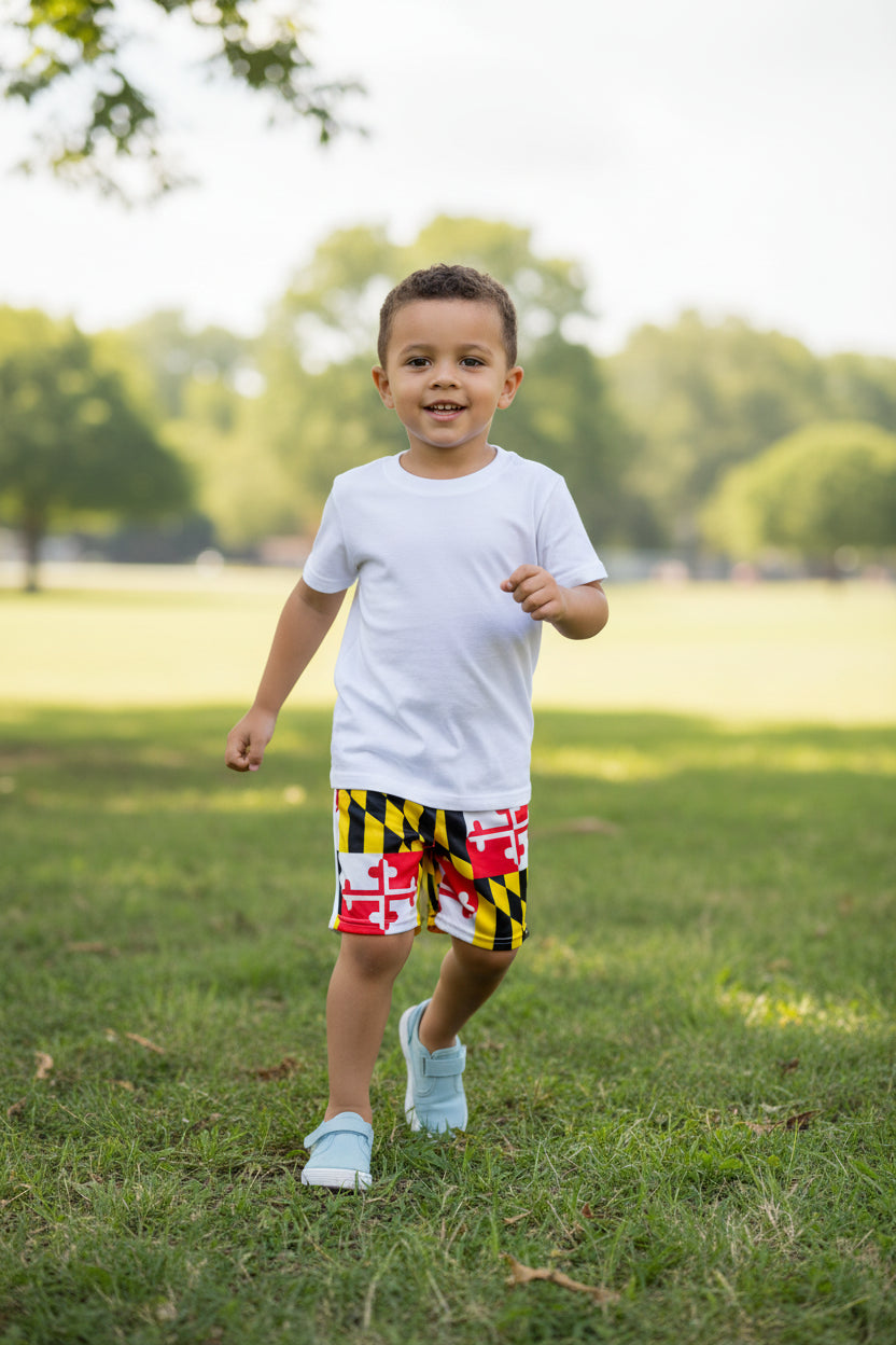Maryland Flag Youth Shorts | Kids Maryland State Flag Athletic Shorts