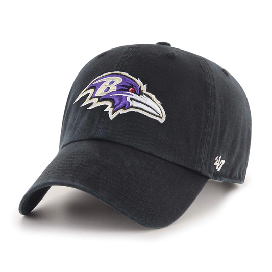 Official Baltimore Ravens '47 Brand adjustable baseball cap featuring embroidered Ravens logo and classic curved brim