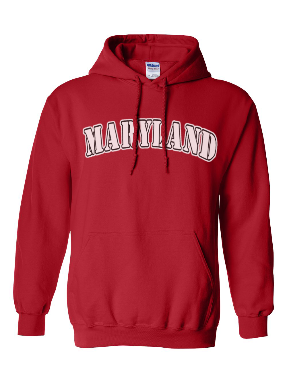Maryland Gifts White Plain Text Hoodie (Red)
