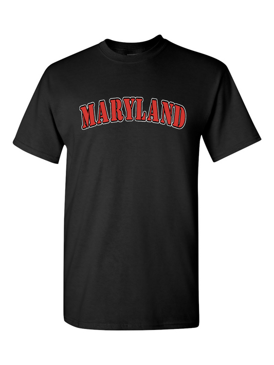 Maryland Gifts Maryland Red Plain Text T-Shirt (Black)