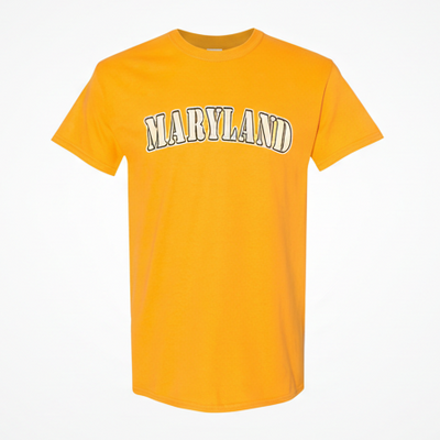 Maryland White Plain Text T-Shirt (Yellow)