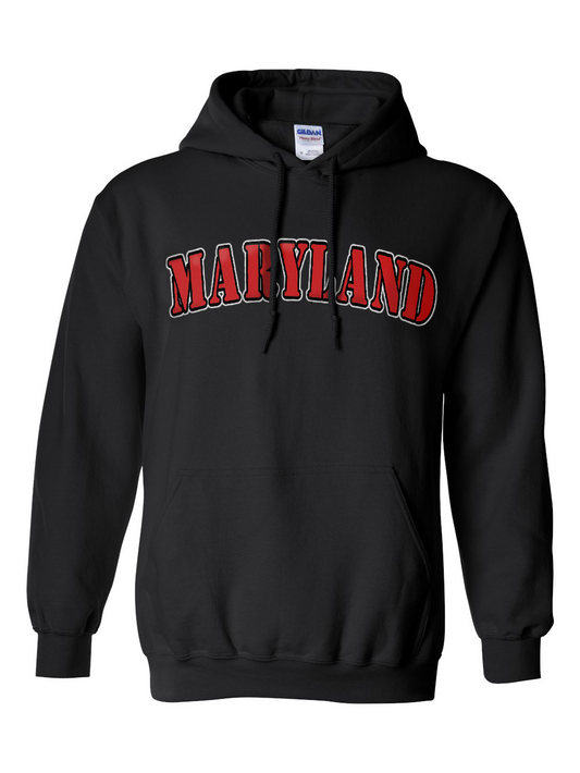 Maryland Gifts Red Plain Text Hoodie (Black)