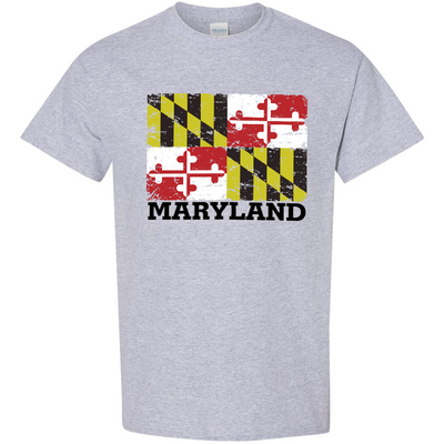 Rugged Maryland Flag T-Shirt (Grey)