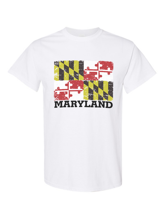 Rugged Maryland Flag T-Shirt (White)