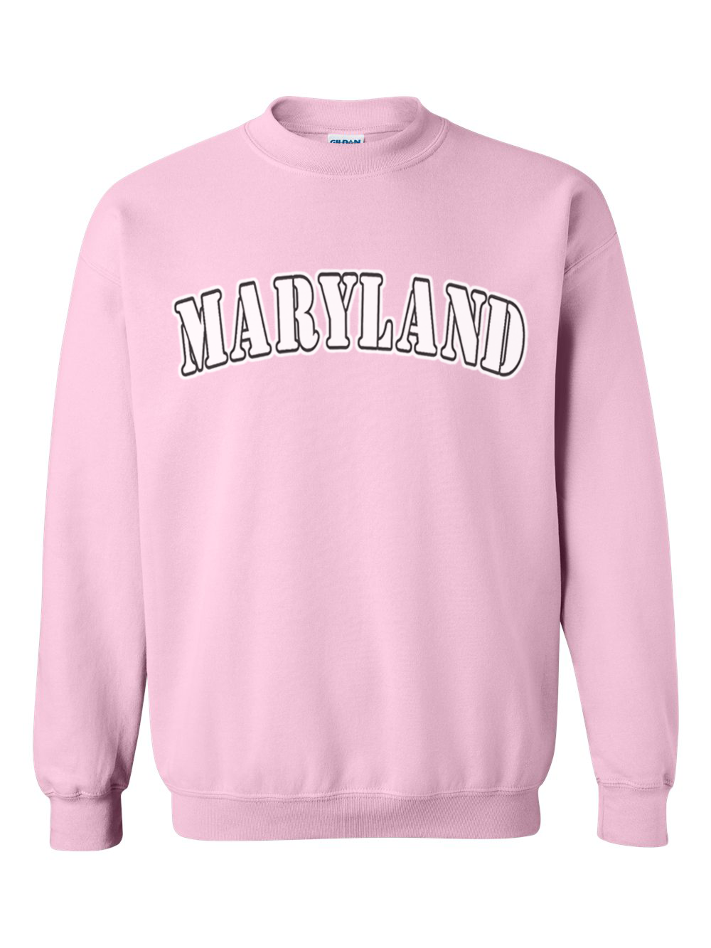 Maryland Gifts White Plain Text Crewneck Sweater (Light Pink)