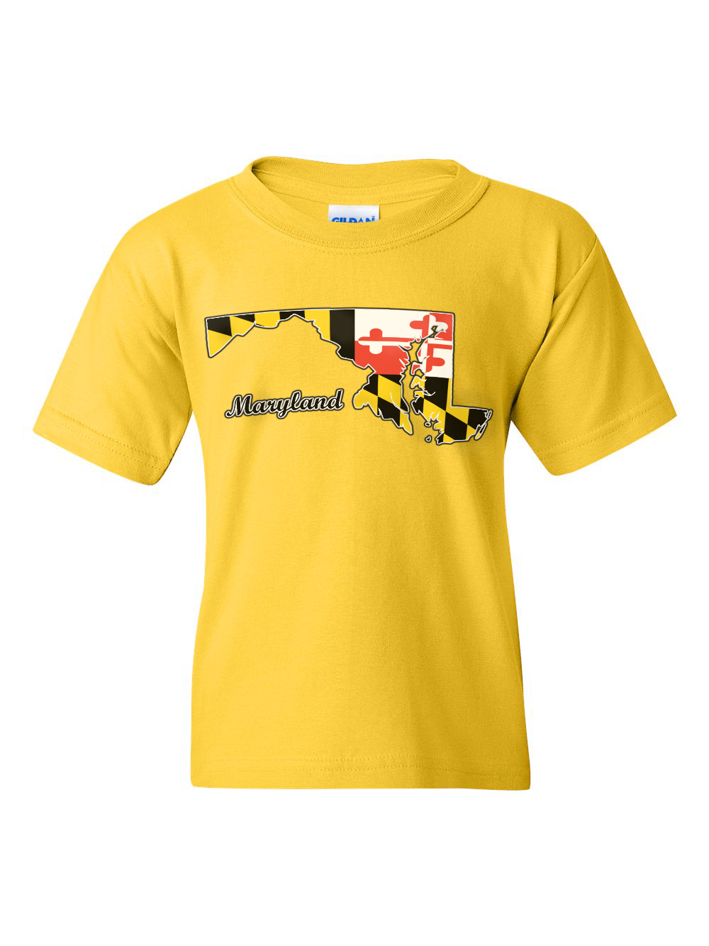 Maryland Flag State Silhouette Youth T-Shirt (Yellow)