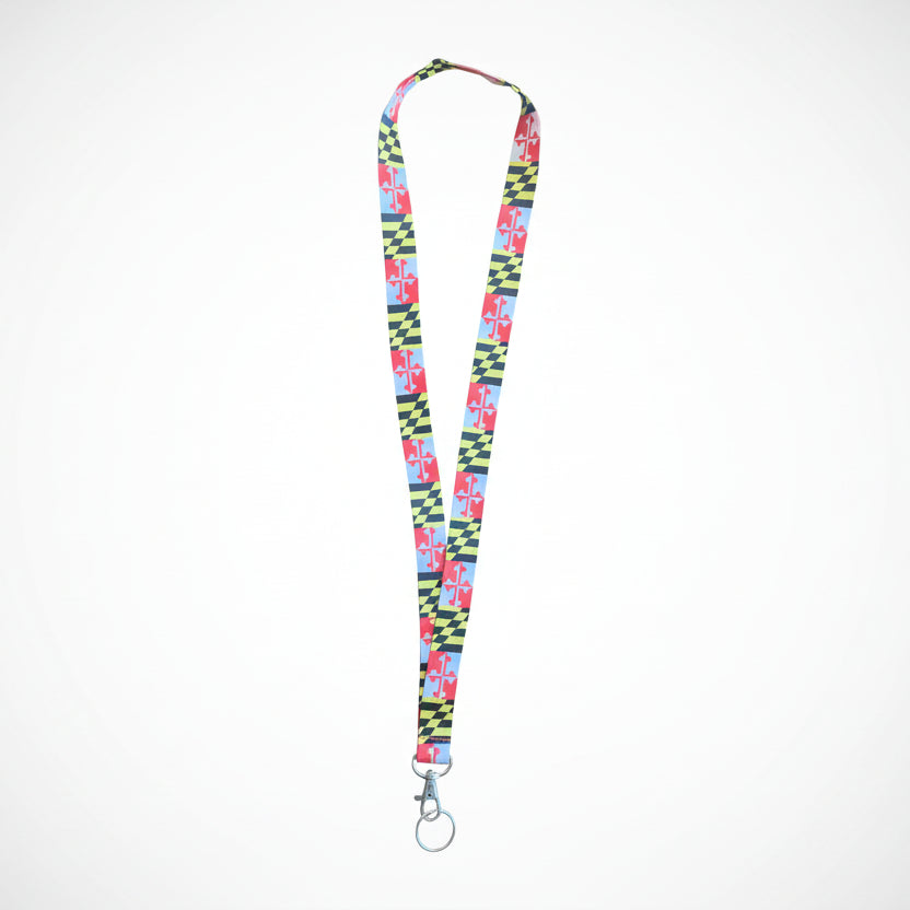 Maryland Flag Keychain Lanyard with Maryland State Flag Design, Metal Key Ring, and Swivel Clasp