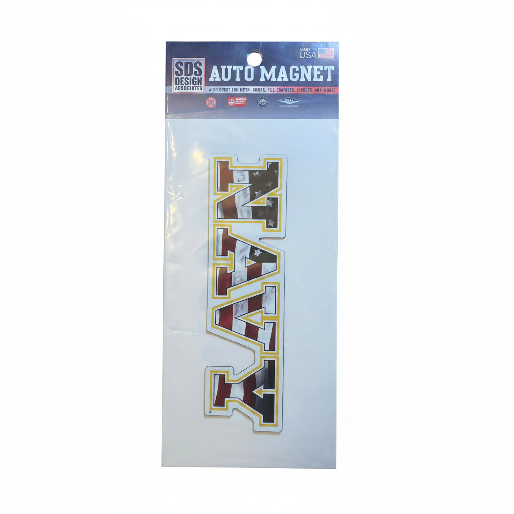 Navy US Flag Auto Magnet with American flag NAVY lettering – officially licensed U.S. Navy merchandise