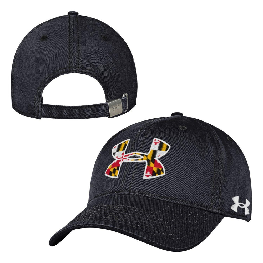 Black Under Armour Maryland Baseball Cap with Maryland Flag Logo