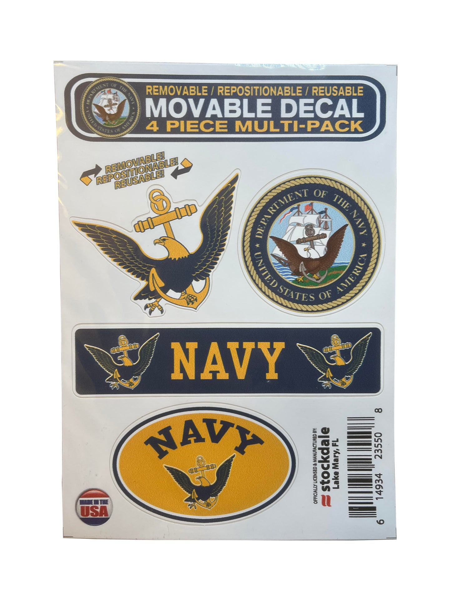 Navy Reusable Decal 4 Piece Pack
